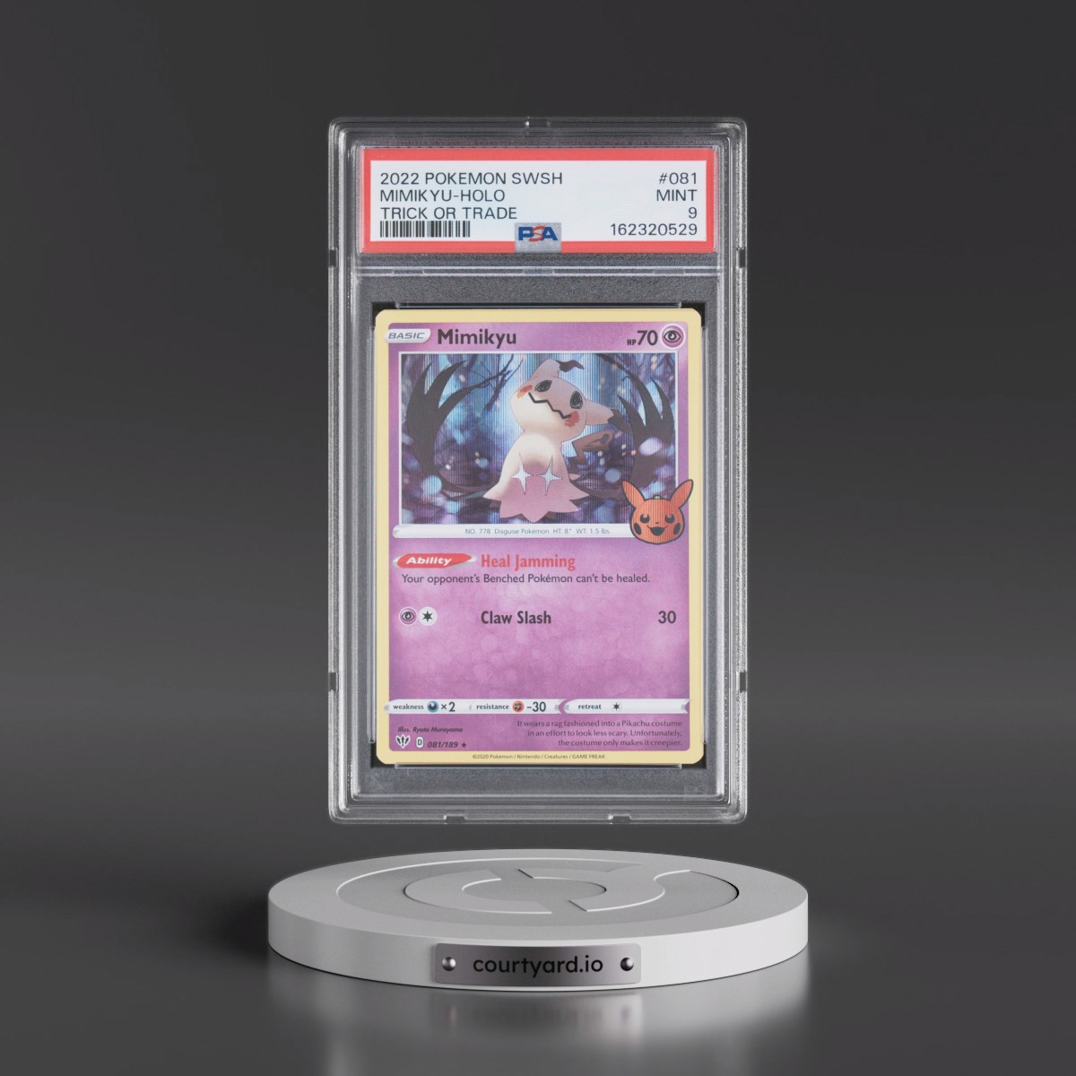 2020 Pokémon Sword & Shield Darkness Ablaze #081 Mimikyu - Holo Trick or Trade 2022 (PSA 9 MINT)