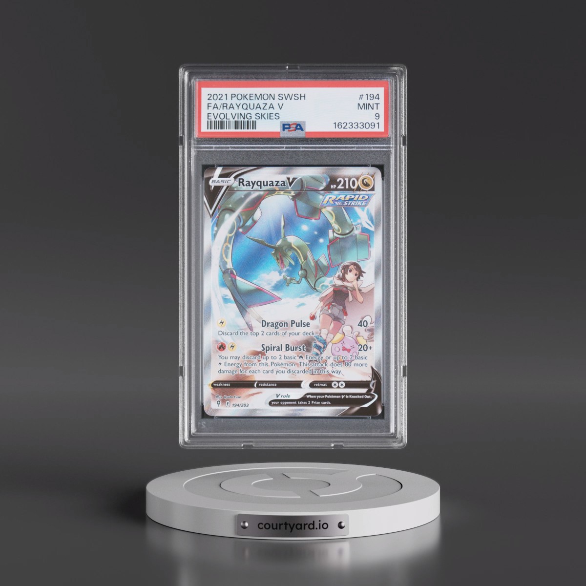 2021 Pokémon Sword & Shield Evolving Skies #194 Rayquaza V - Holo Full Art (PSA 9 MINT)