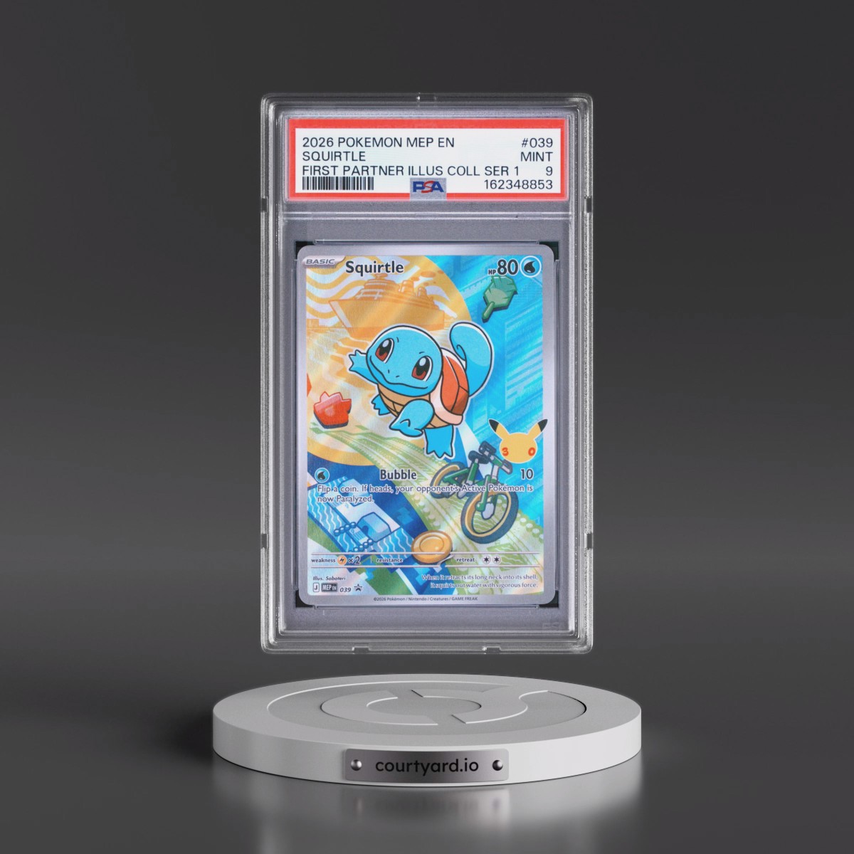 2026 Pokémon Mep EN-Me Black Star Promo #039 Squirtle - First Partner Illustration Collection Series 1 (PSA 9 MINT)