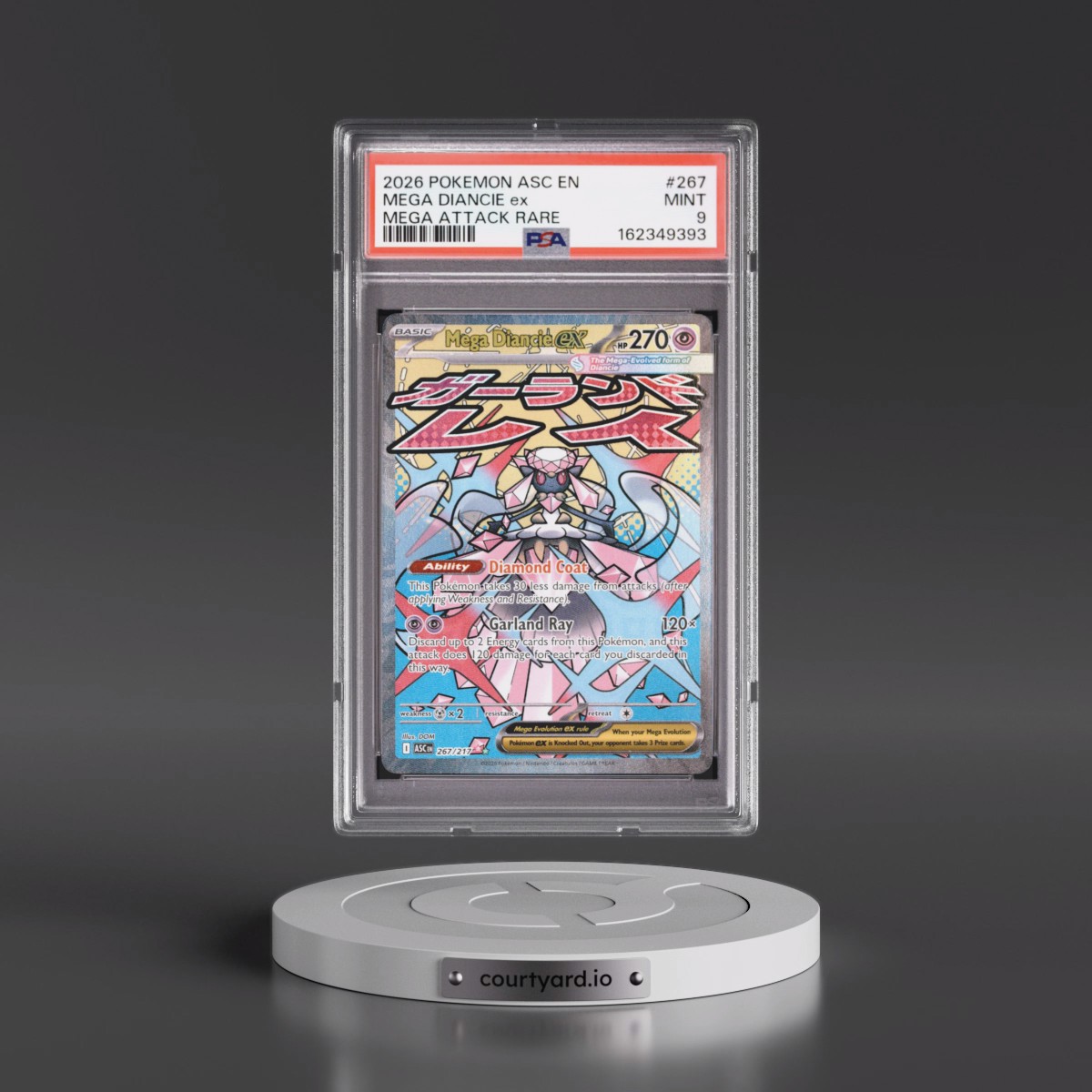 2026 Pokémon Asc EN-Ascended Heroes #267 Mega Diancie EX - Holo Mega Attack Rare (PSA 9 MINT)