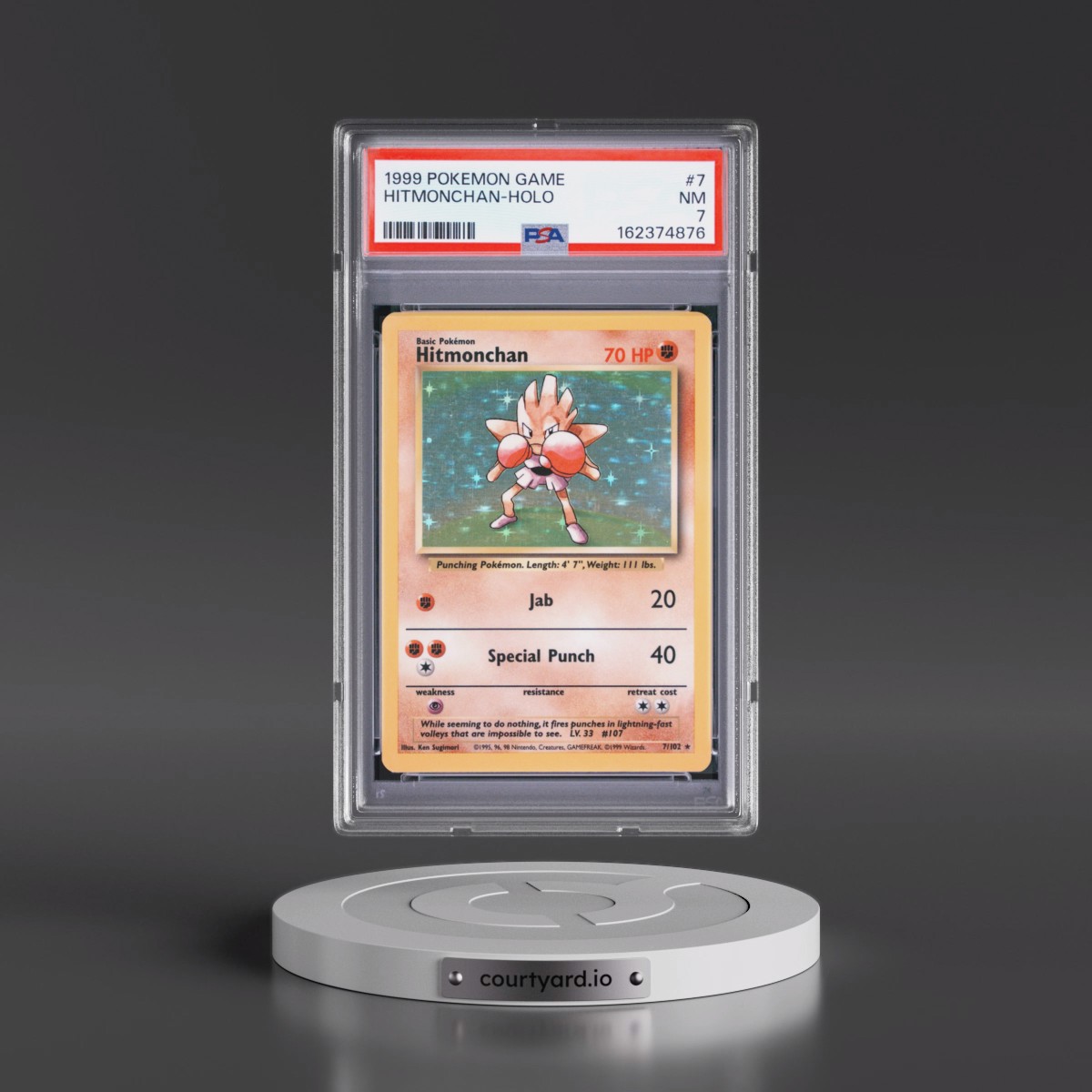 1999 Pokémon Game #7 Hitmonchan - Holo (PSA 7 NM)