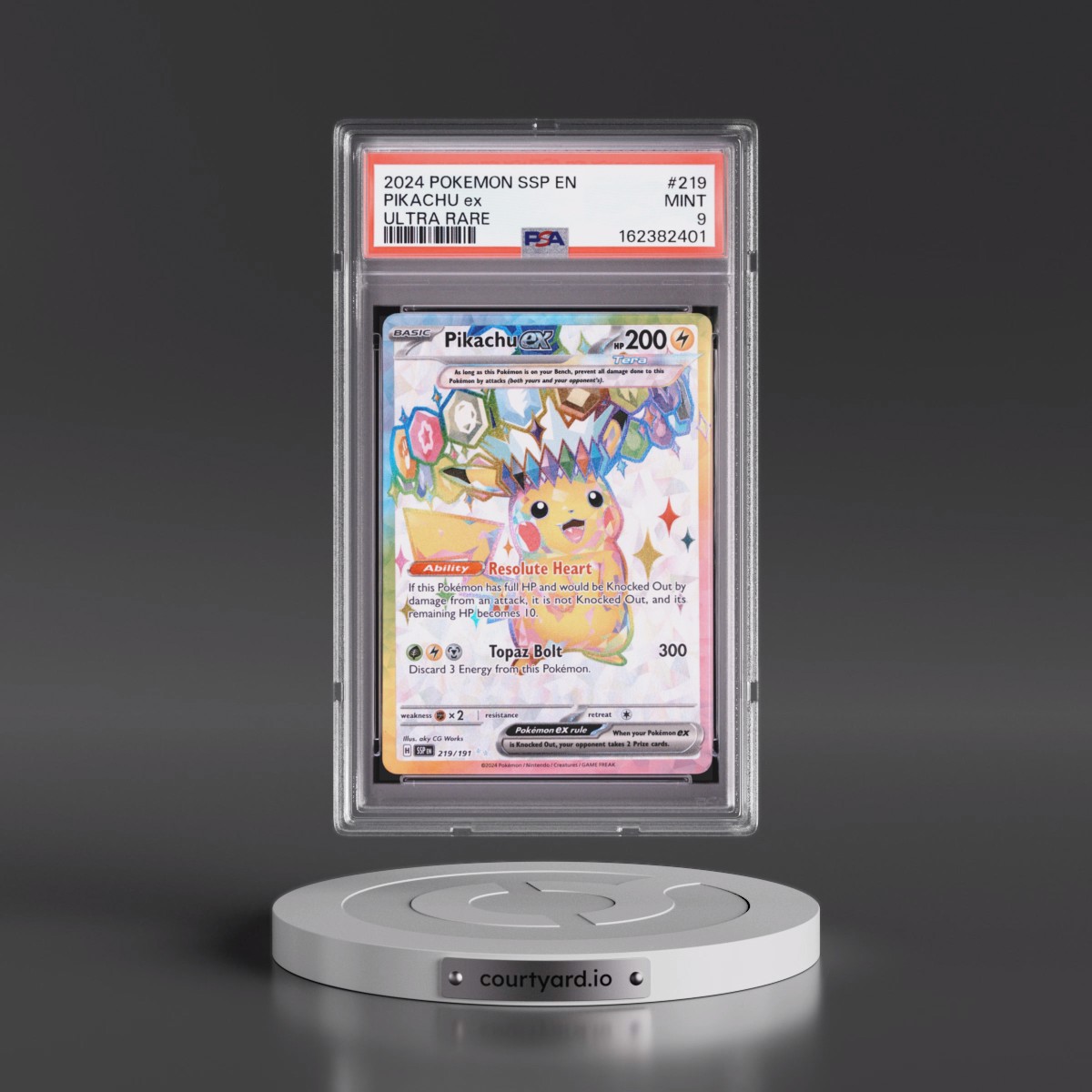 2024 Pokémon Ssp EN-Surging Sparks #219 Pikachu EX - Holo Ultra Rare (PSA 9 MINT)