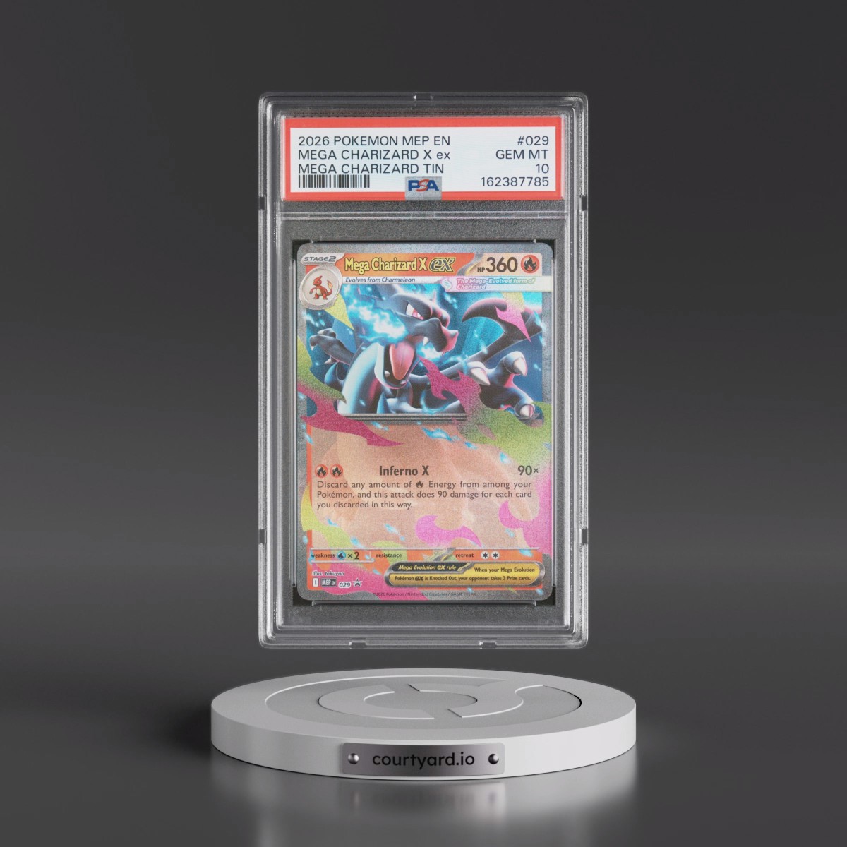 2026 Pokémon Mep EN-Me Black Star Promo #029 Mega Charizard X EX - Holo Mega Charizard Tin (PSA 10 GEM MINT)
