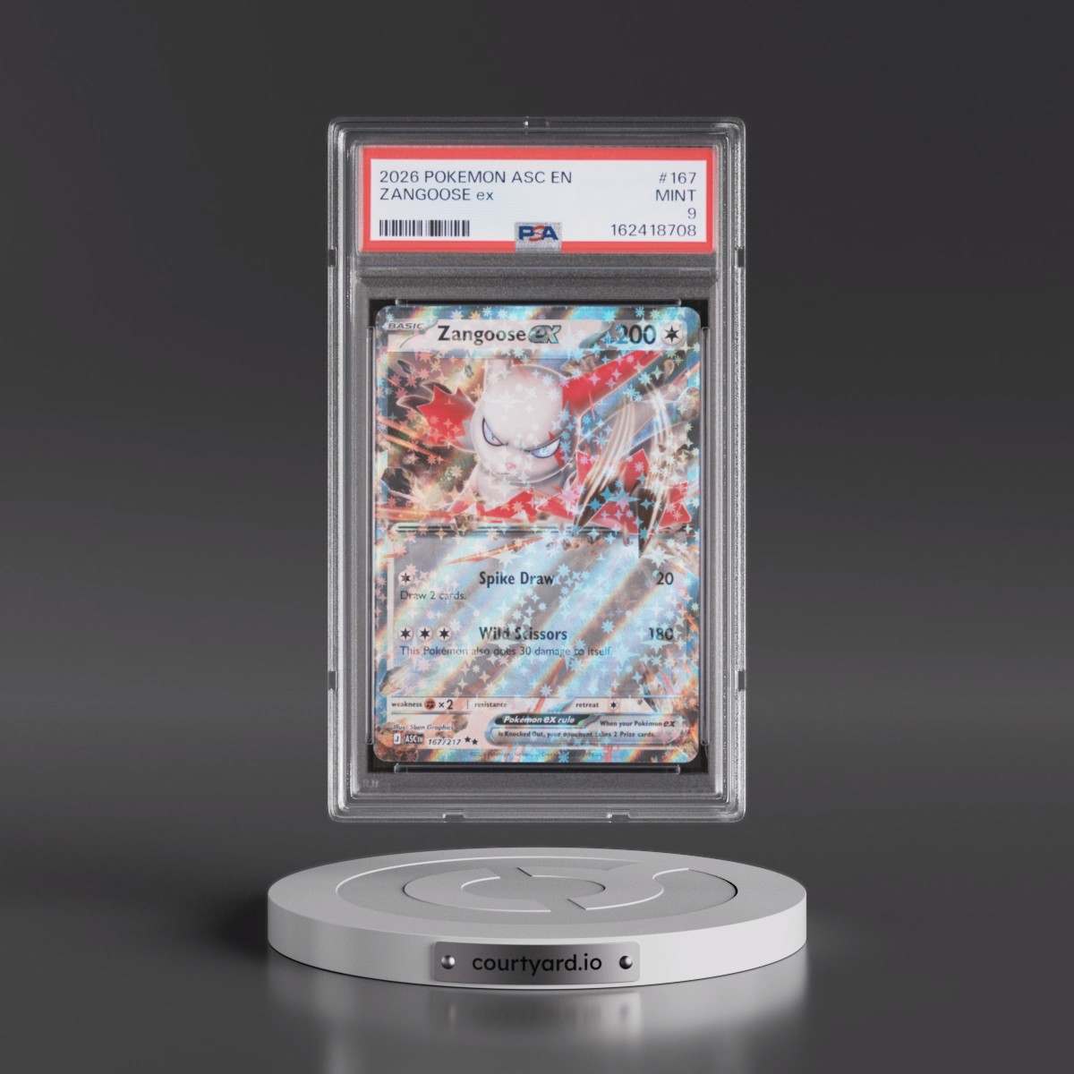 2026 Pokémon Asc EN-Ascended Heroes #167 Zangoose EX - Holo (PSA 9 MINT)