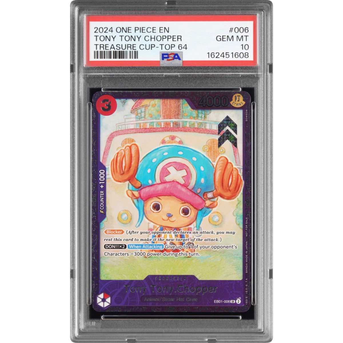 2024 One Piece Promos #006 Tony Tony Chopper - Treasure Cup-Top 64, PSA 10