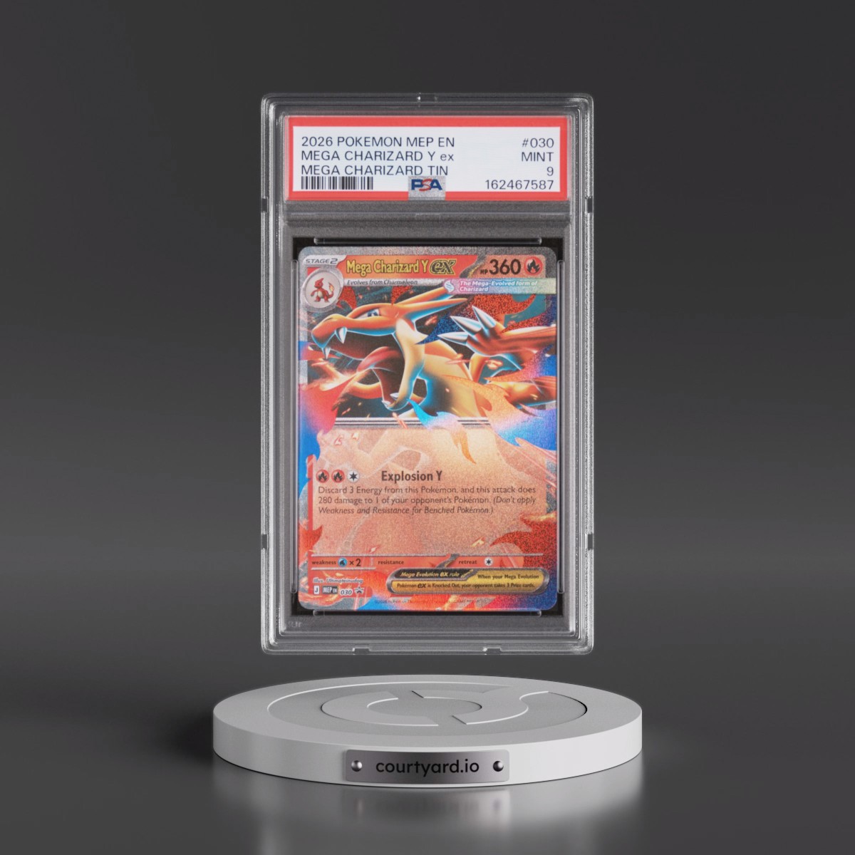 2026 Pokémon Mep EN-Me Black Star Promo #030 Mega Charizard Y EX - Holo Mega Charizard Tin (PSA 9 MINT)