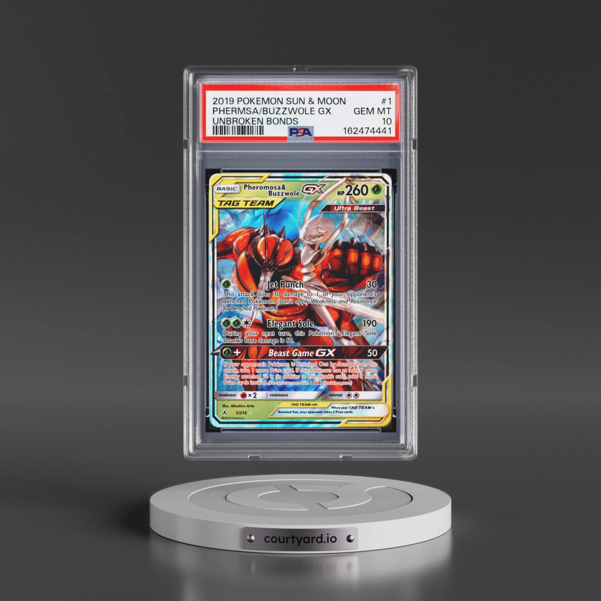 2019 Pokémon Sun & Moon Unbroken Bonds #1 Pheromosa & Buzzwole GX - Holo (PSA 10 GEM MINT)