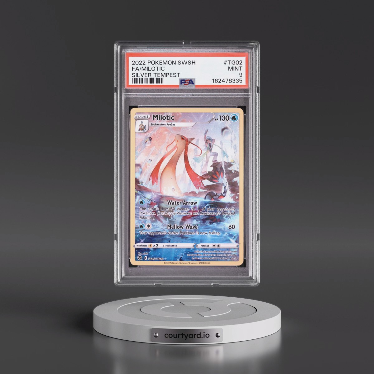 2022 Pokémon Sword & Shield Silver Tempest #TG02 Milotic - Full Art (PSA 9 MINT)
