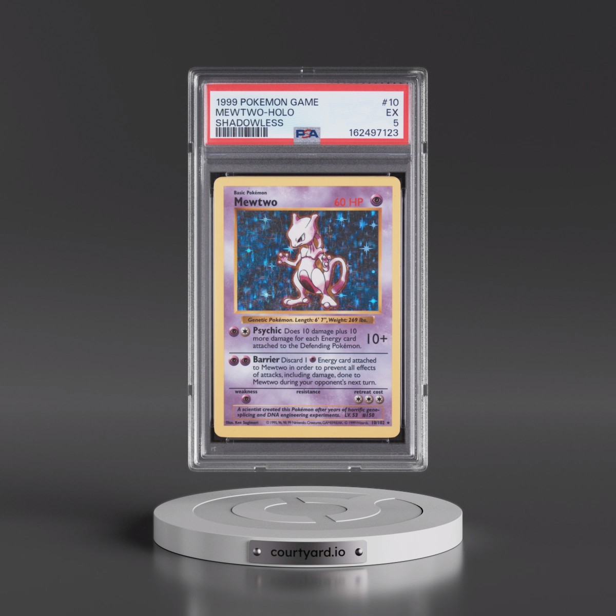 1999 Pokémon Game Mewtwo - Holo Shadowless #10 PSA 5