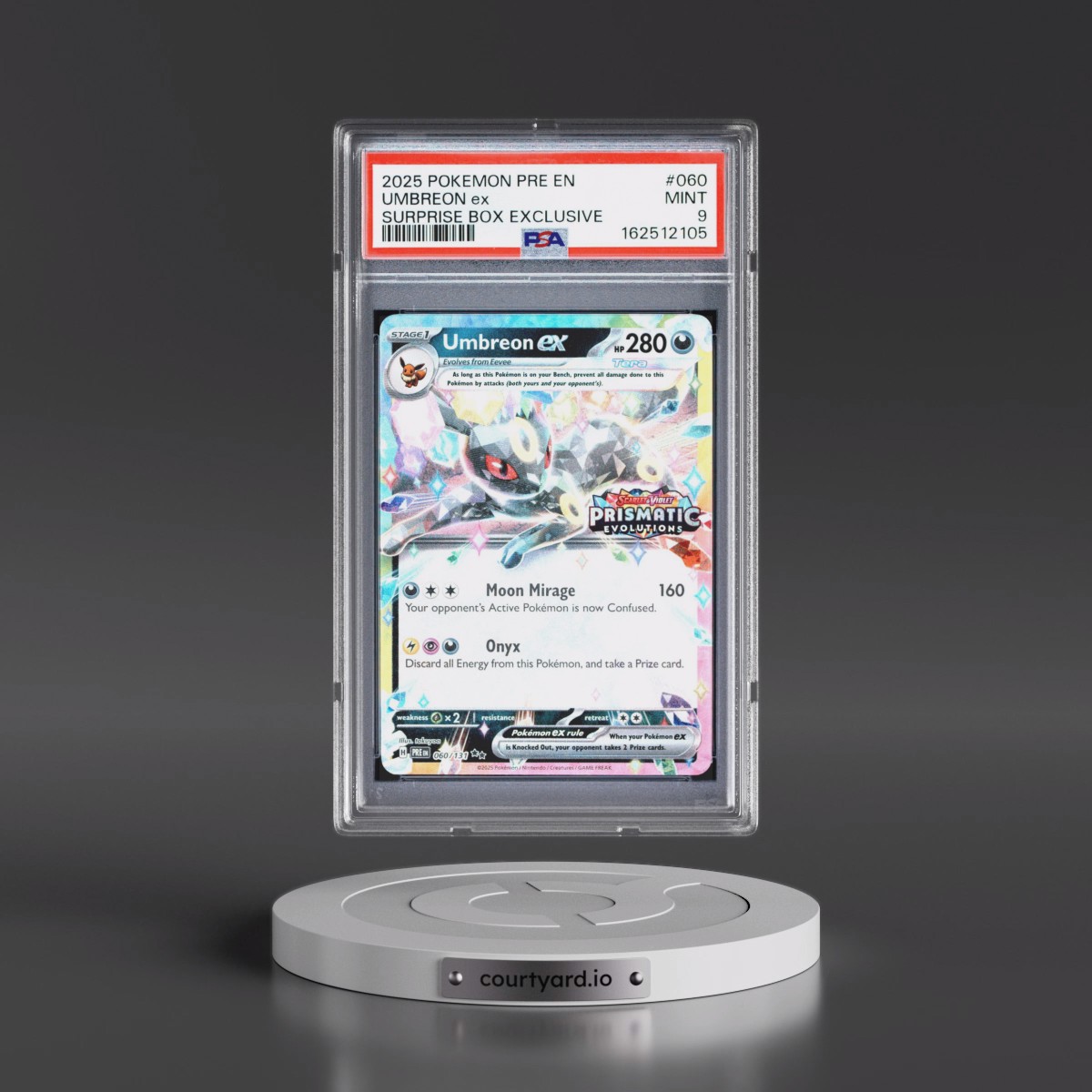 2025 Pokémon Pre EN-Prismatic Evolutions #060 Umbreon EX - Holo Surprise Box Exclusive (PSA 9 MINT)