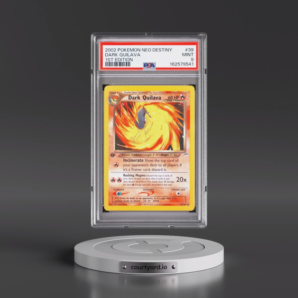 2002 Pokémon Neo Destiny #39 Dark Quilava - 1st Edition (PSA 9 MINT)