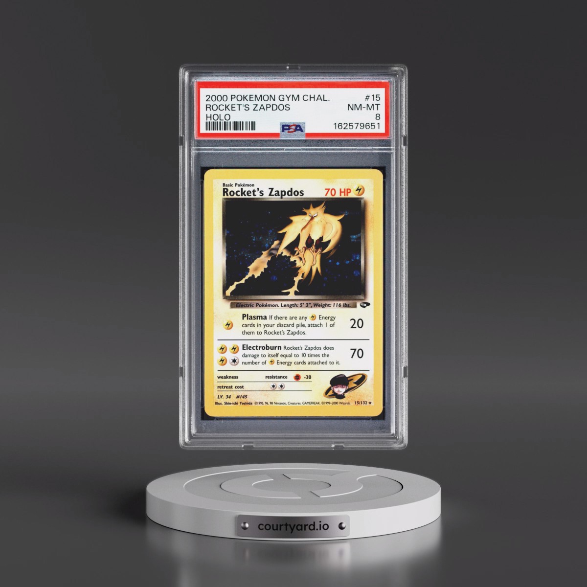 2000 Pokémon Gym Challenge #15 Rocket's Zapdos - Holo (PSA 8 NM-MT)