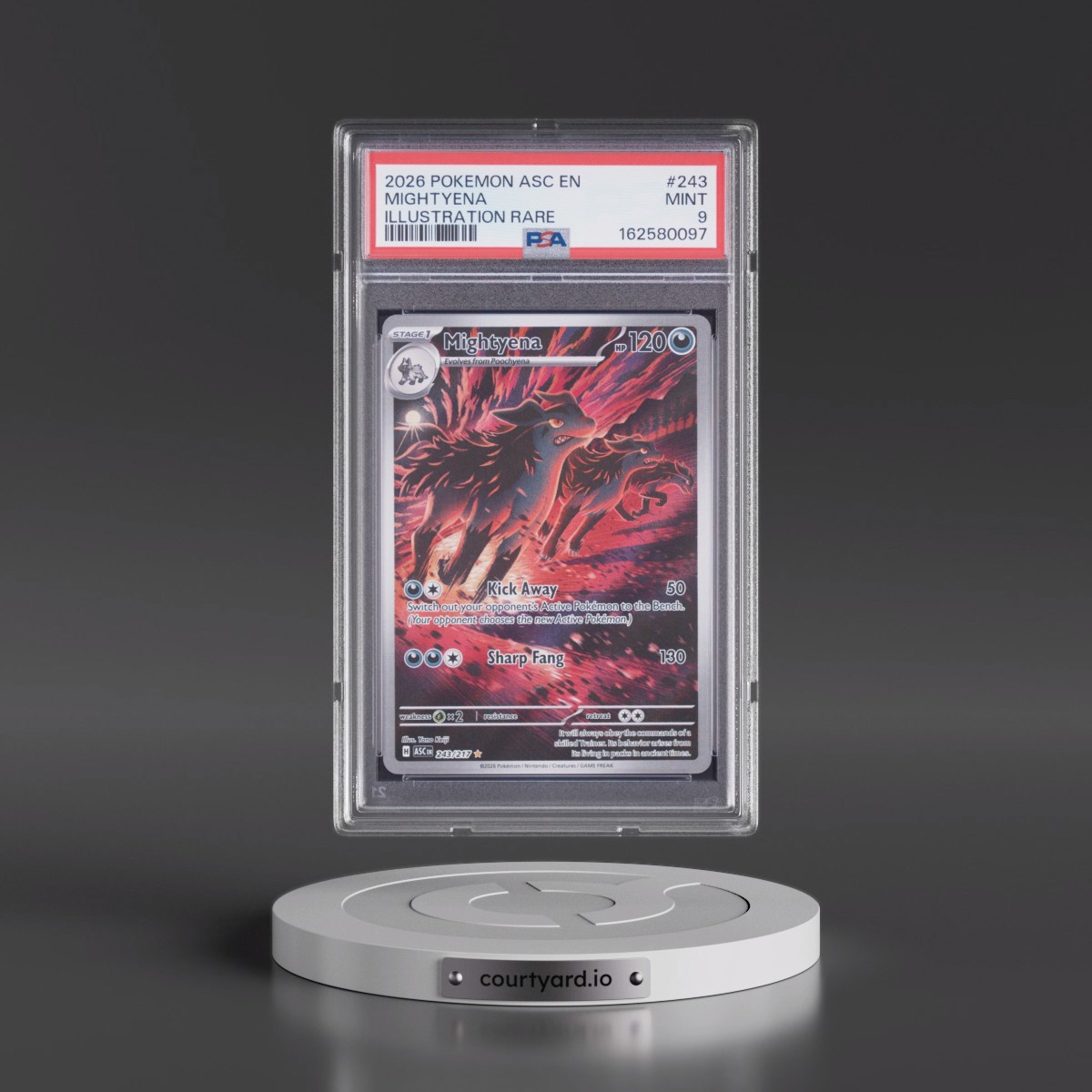2026 Pokémon Asc EN-Ascended Heroes #243 Mightyena - Illustration Rare (PSA 9 MINT)