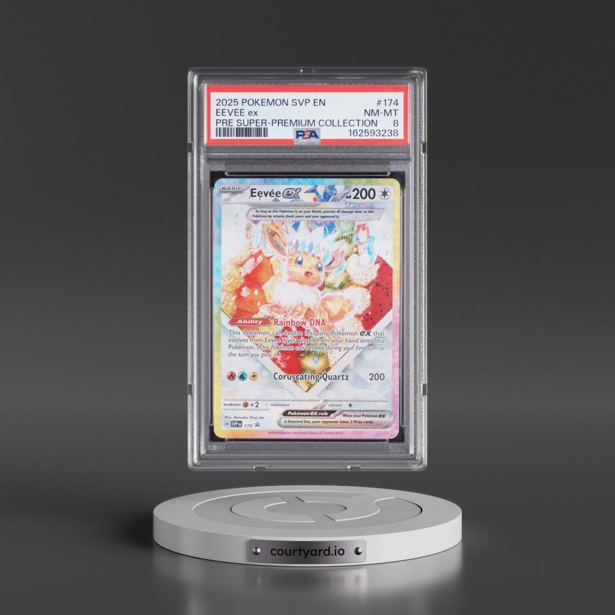 2025 Pokémon Svp EN-SV Black Star Promo #174 Eevee EX - Holo Prismatic Evolutions Super-Premium Collection (PSA 8 NM-MT)