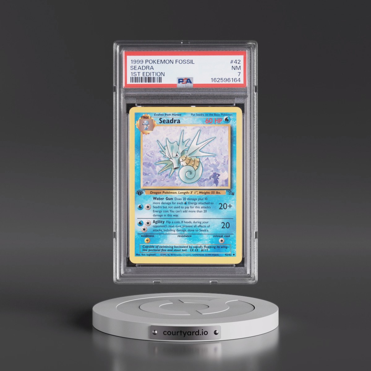 1999 Pokémon Fossil #42 Seadra - 1st Edition (PSA 7 NM)