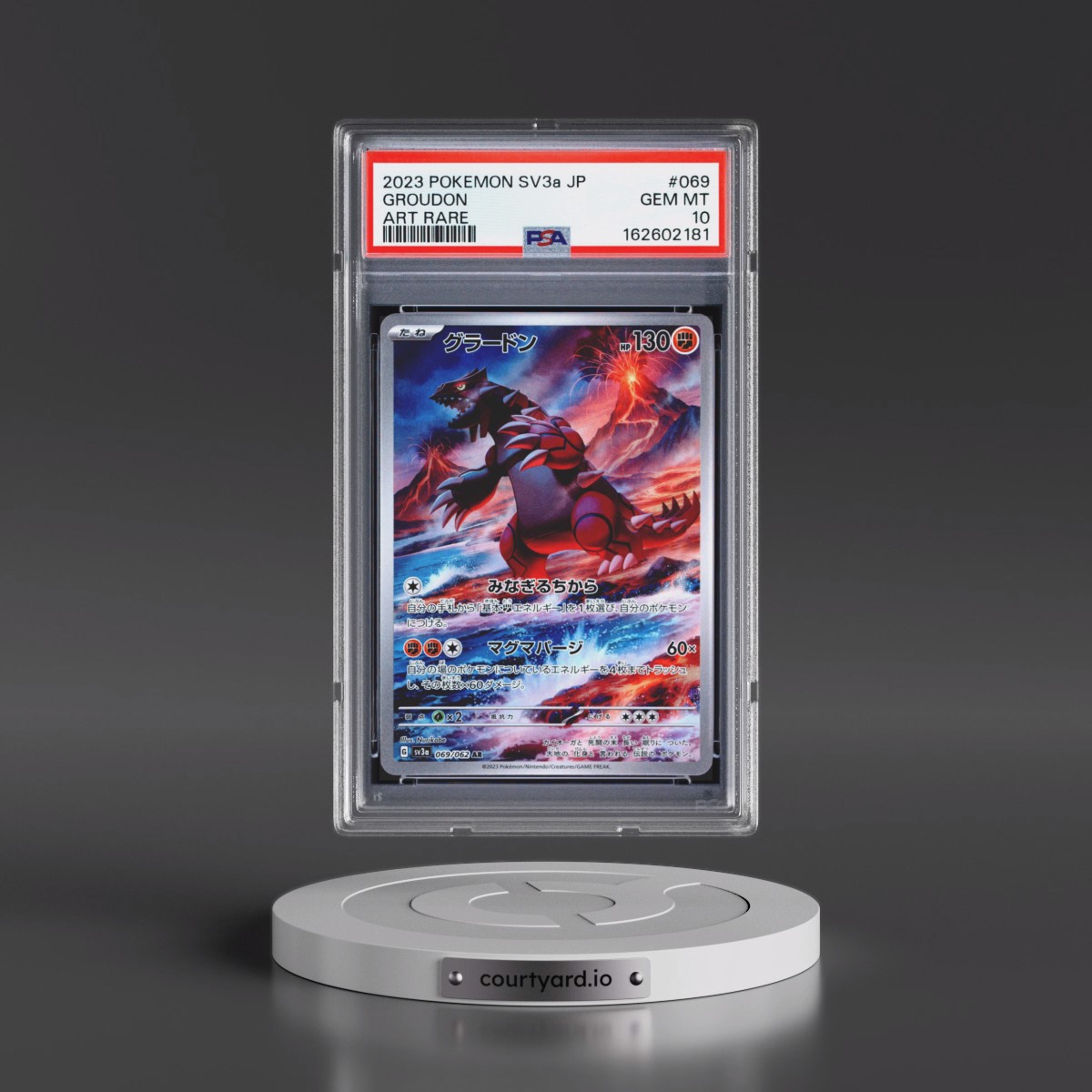 2023 Pokémon Sv3a-Raging Surf #069 Groudon - Art Rare (PSA 10 GEM MINT)