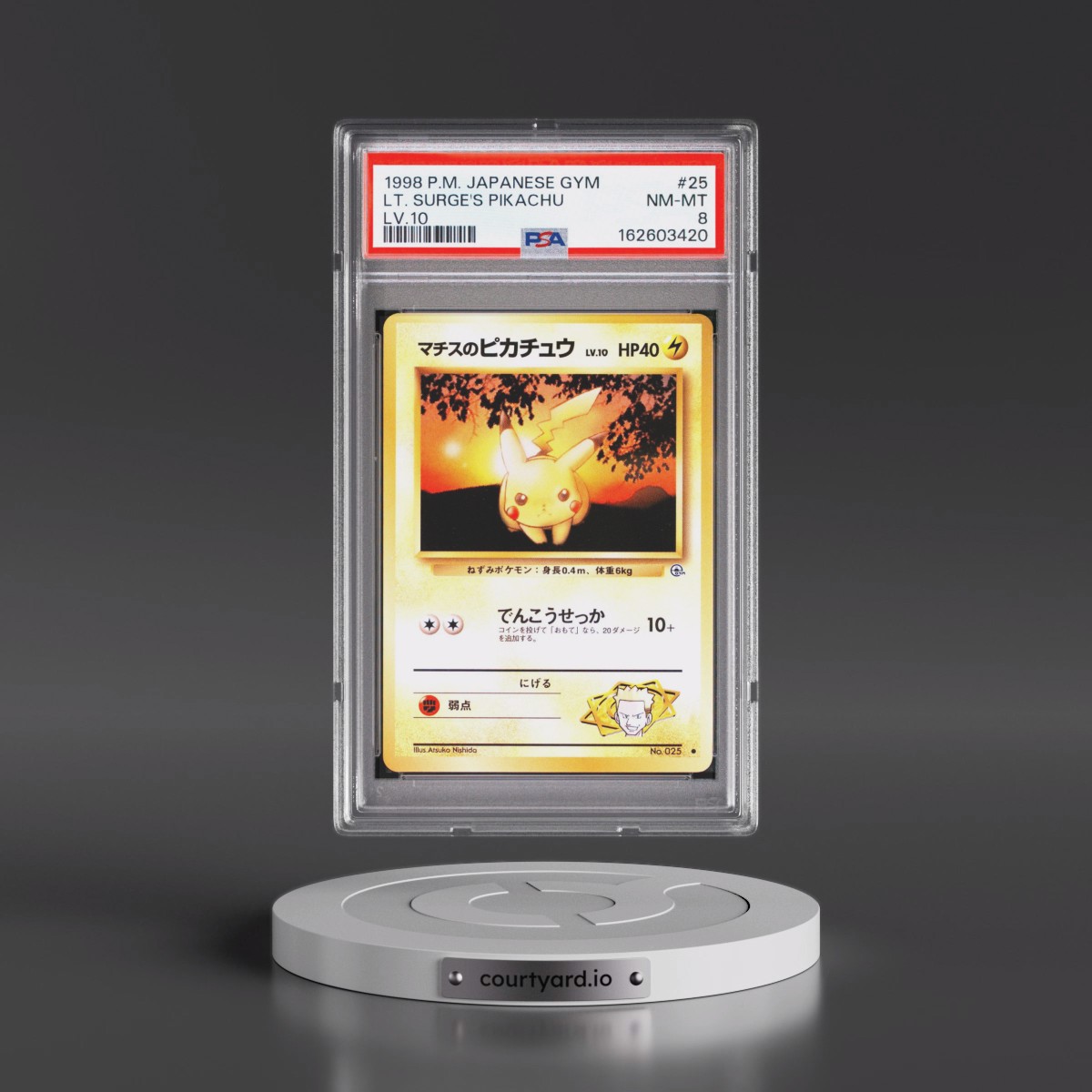 1998 Pokémon Gym #25 LT. Surge's Pikachu - LV.10 (PSA 8 NM-MT)
