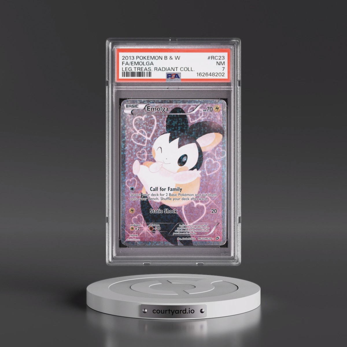 2013 Pokémon Black & White Legendary Treasures Radiant Collection #RC23 Emolga - Full Art (PSA 7 NM)