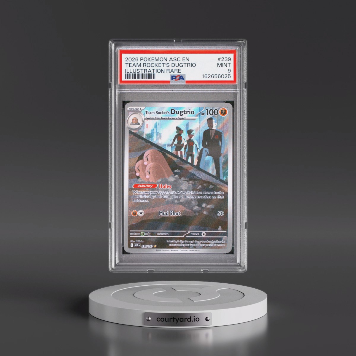 2026 Pokémon Asc EN-Ascended Heroes #239 Team Rocket's Dugtrio - Illustration Rare (PSA 9 MINT)
