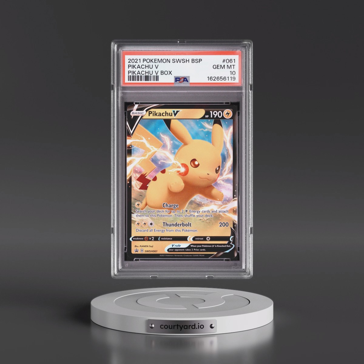 2021 Pokémon Swsh Black Star Promo #061 Pikachu V - Holo Pikachu V Box (PSA 10 GEM MINT)