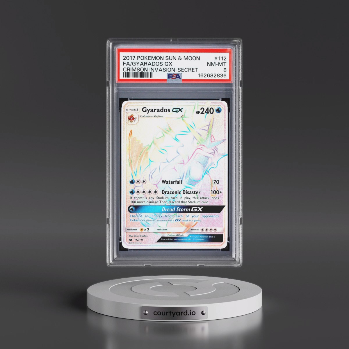 2017 Pokémon Sun & Moon Crimson Invasion #112 Gyarados GX - Holo Full Art Secret (PSA 8 NM-MT)