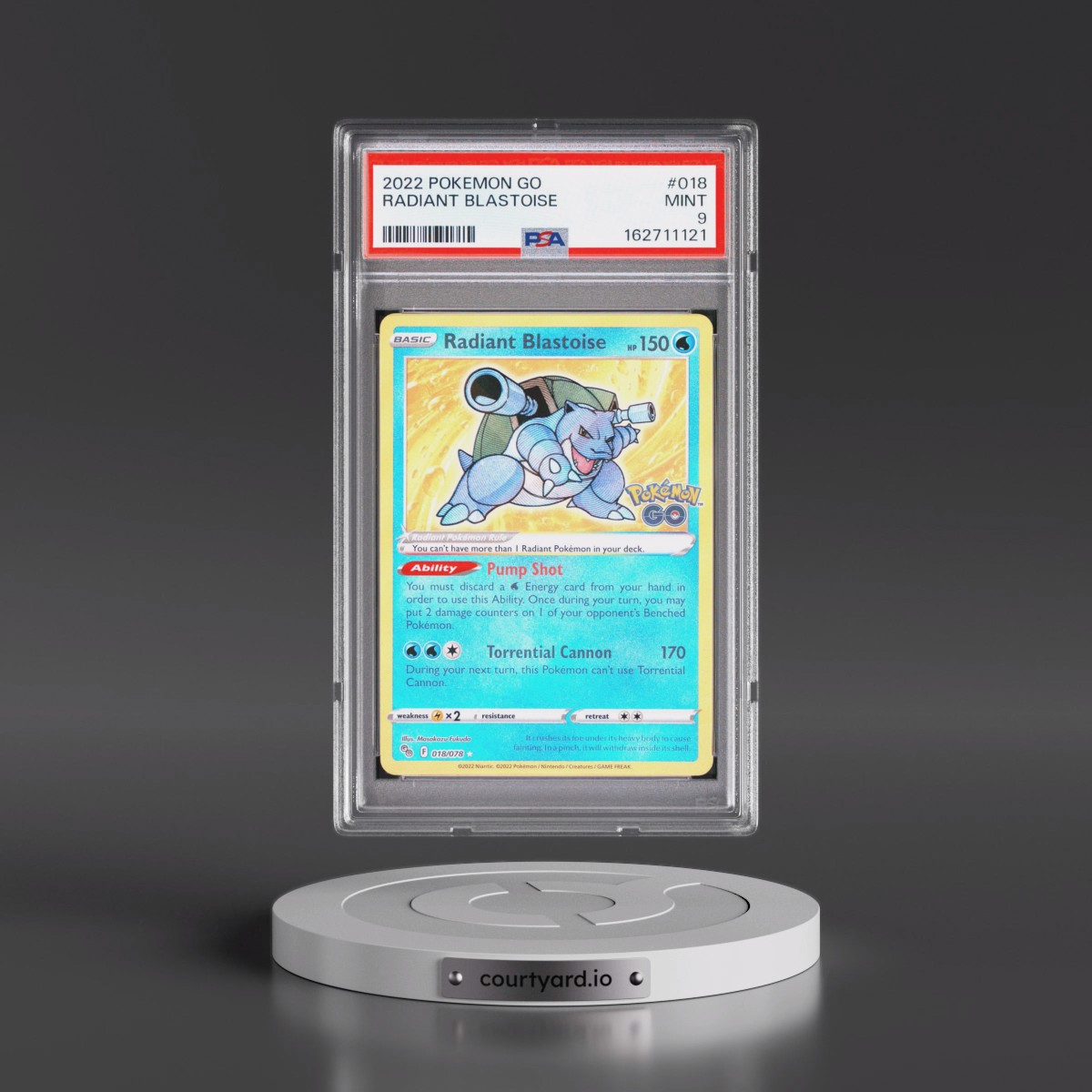 2022 Pokémon Go #018 Radiant Blastoise - Holo (PSA 9 MINT)