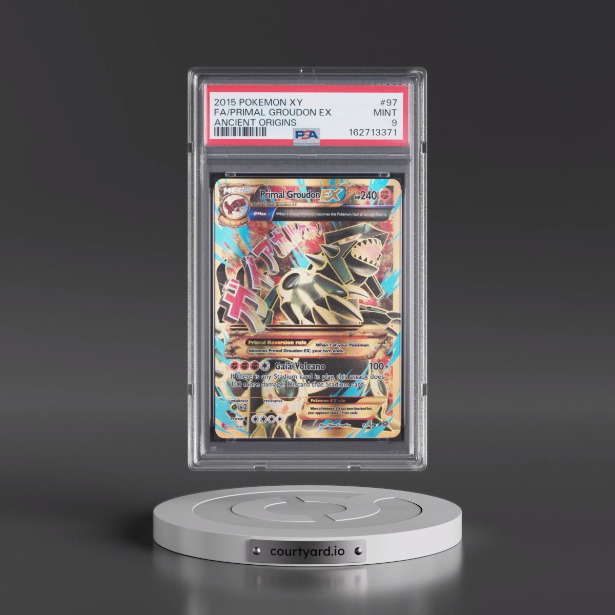 2015 Pokémon XY Ancient Origins Primal Groudon EX - Holo Full Art #97 PSA 9