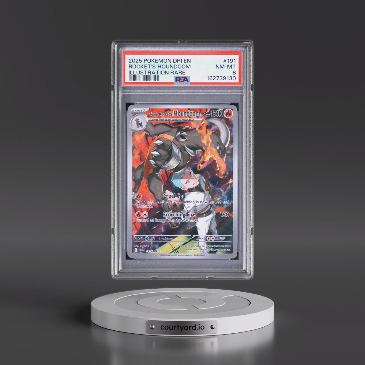 2025 Pokémon Dri EN-Destined Rivals #191 Team Rocket's Houndoom - Illustration Rare (PSA 8 NM-MT)