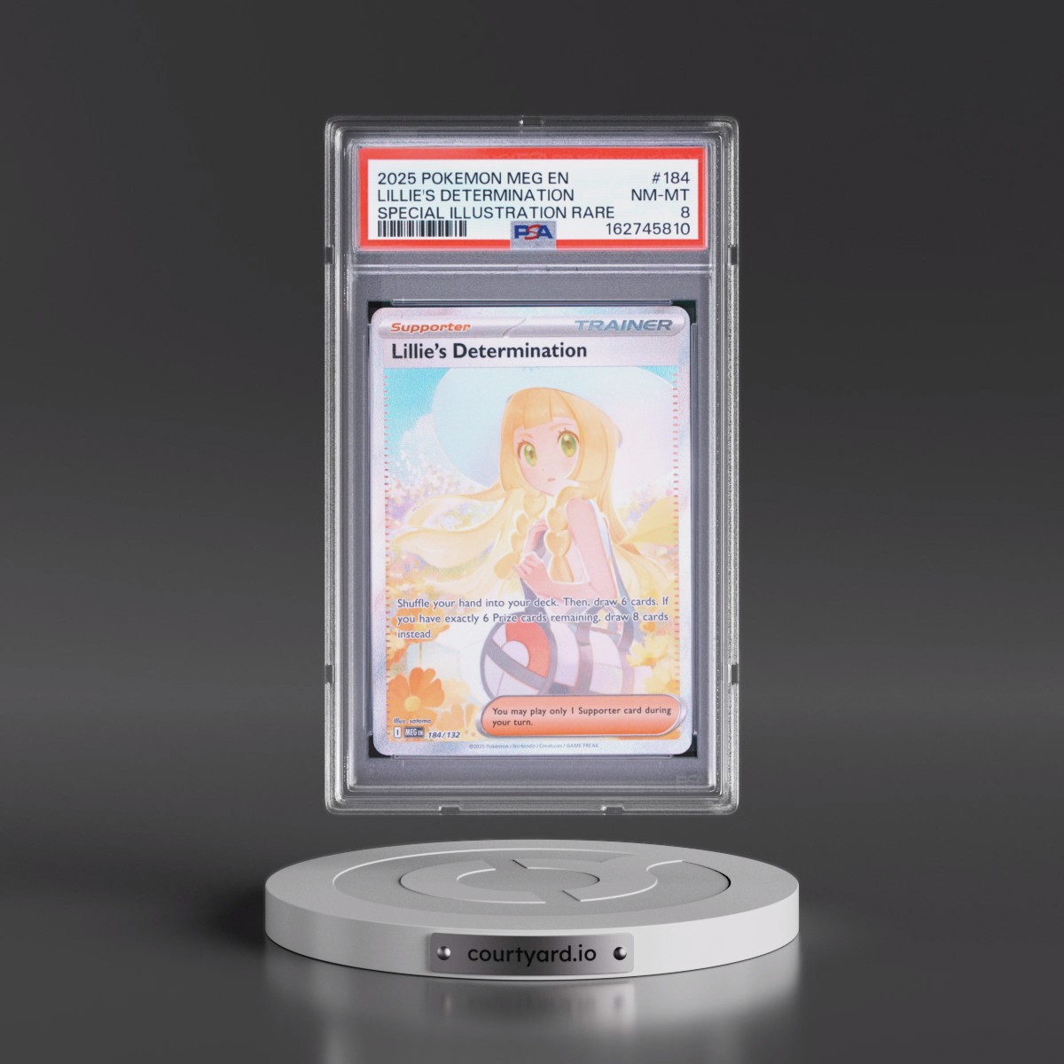 2025 Pokémon Meg EN-Mega Evolution #184 Lillie's Determination - Special Illustration Rare (PSA 8 NM-MT)