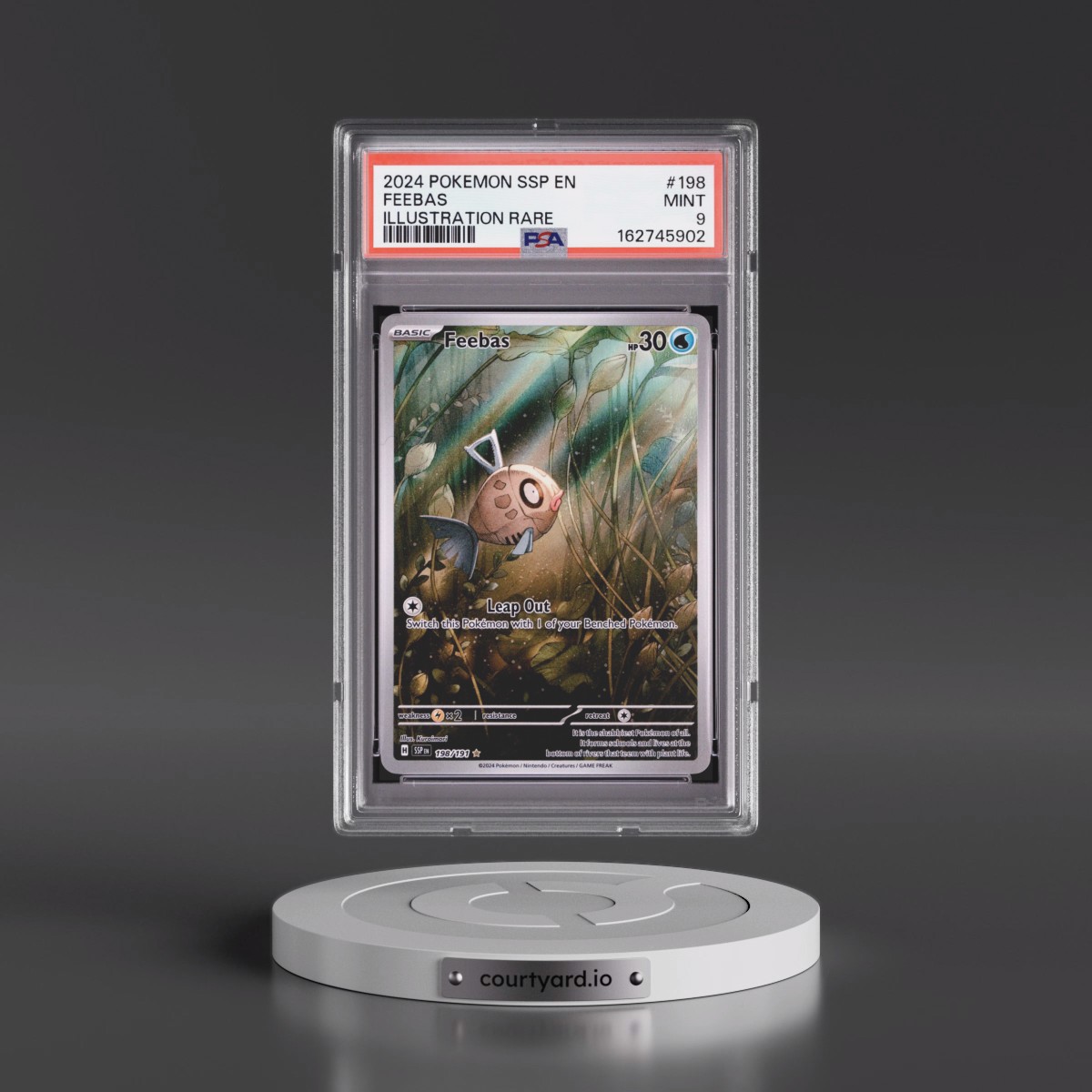 2024 Pokémon Ssp EN-Surging Sparks #198 Feebas - Illustration Rare (PSA 9 MINT)