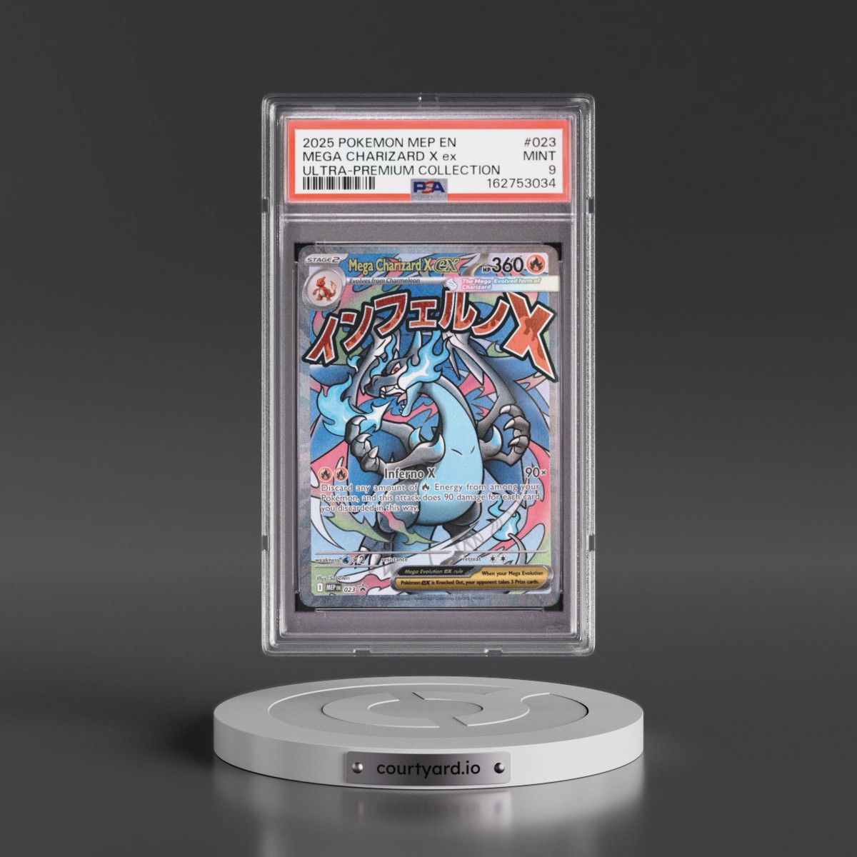 2025 Pokémon Mep EN-Me Black Star Promo #023 Mega Charizard X EX - Holo Mega Charizard X EX Ultra-Premium Collection (PSA 9 MINT)