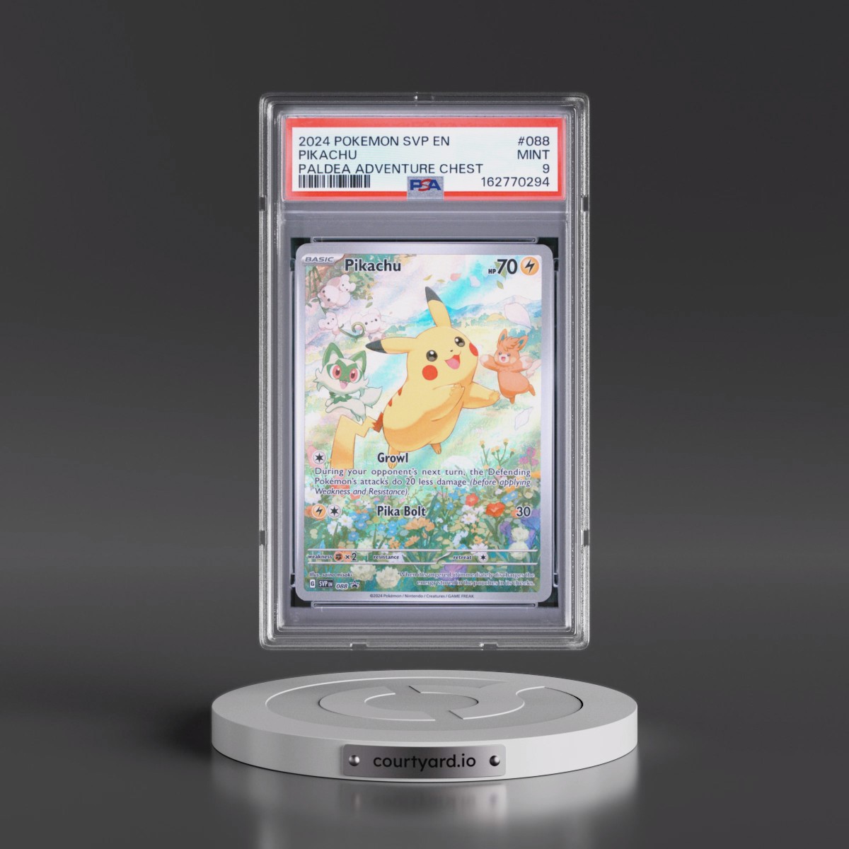 2024 Pokémon Svp EN-SV Black Star Promo #088 Pikachu - Paldea Adventure Chest (PSA 9 MINT)