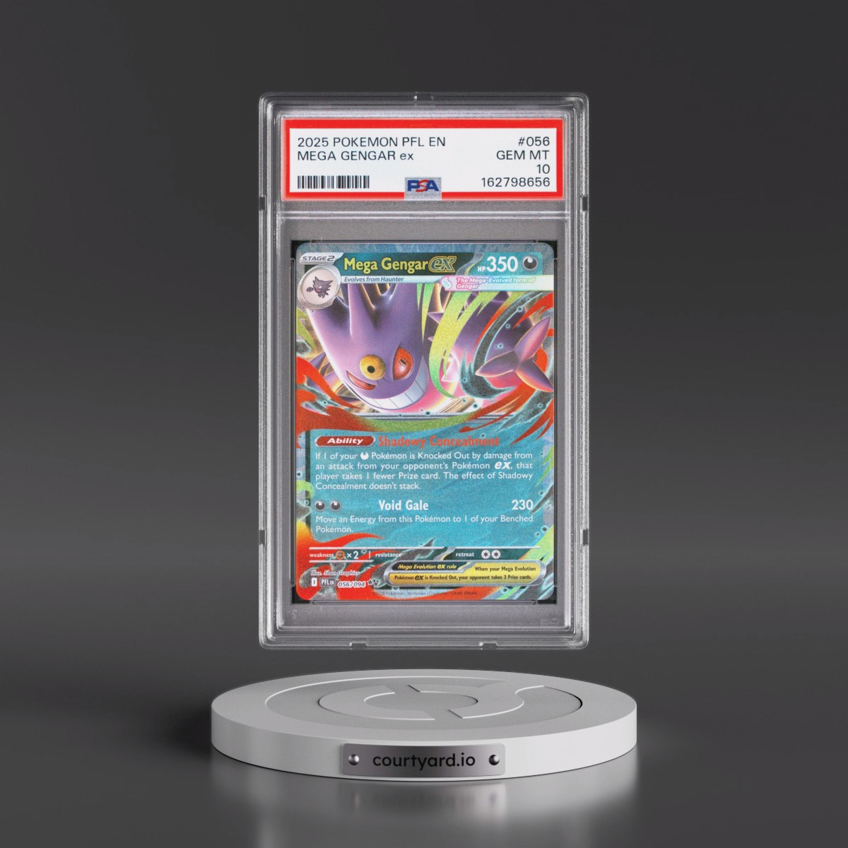 2025 Pokémon Pfl EN-Phantasmal Flames #056 Mega Gengar EX - Holo (PSA 10 GEM MINT)