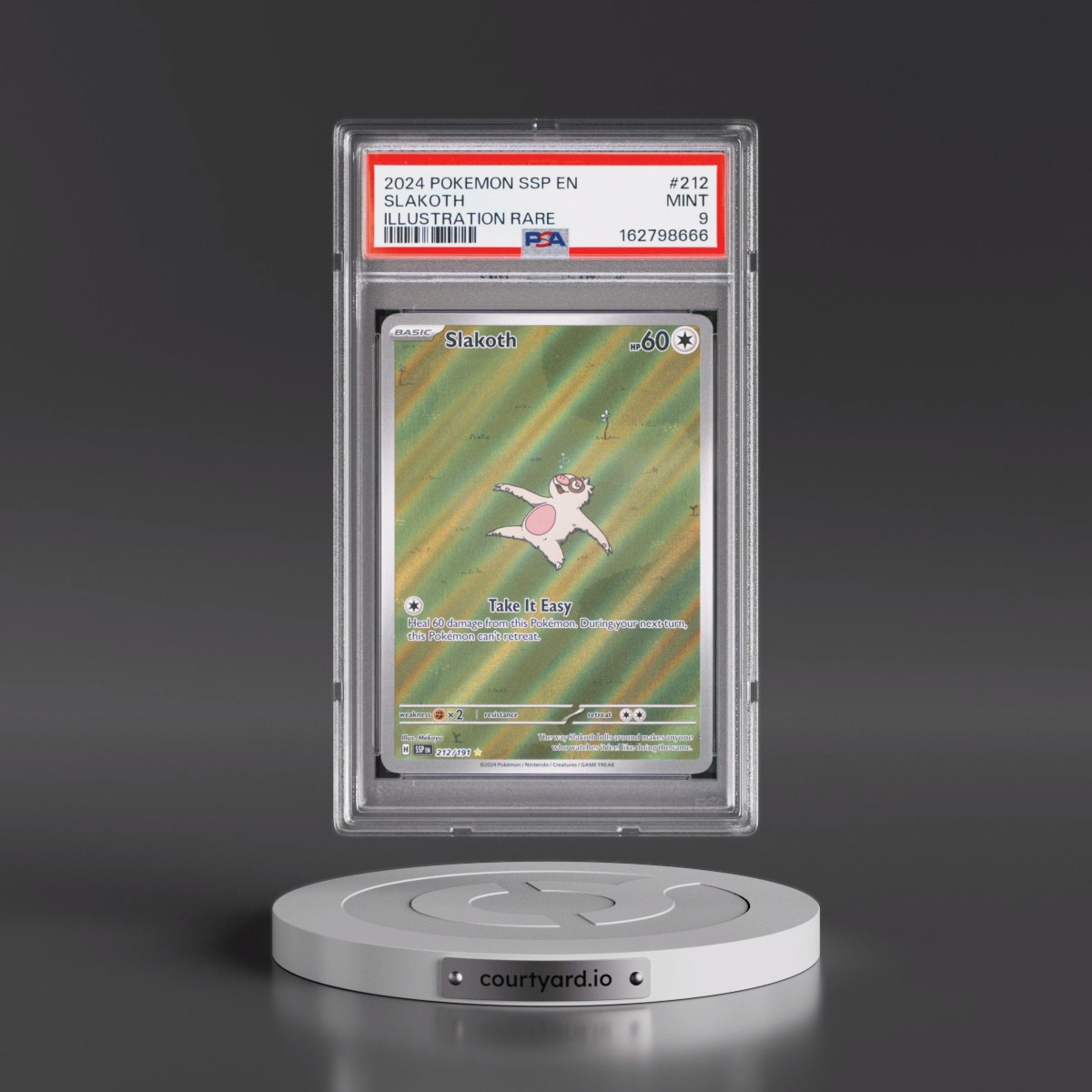 2024 Pokémon Ssp EN-Surging Sparks #212 Slakoth - Illustration Rare (PSA 9 MINT)