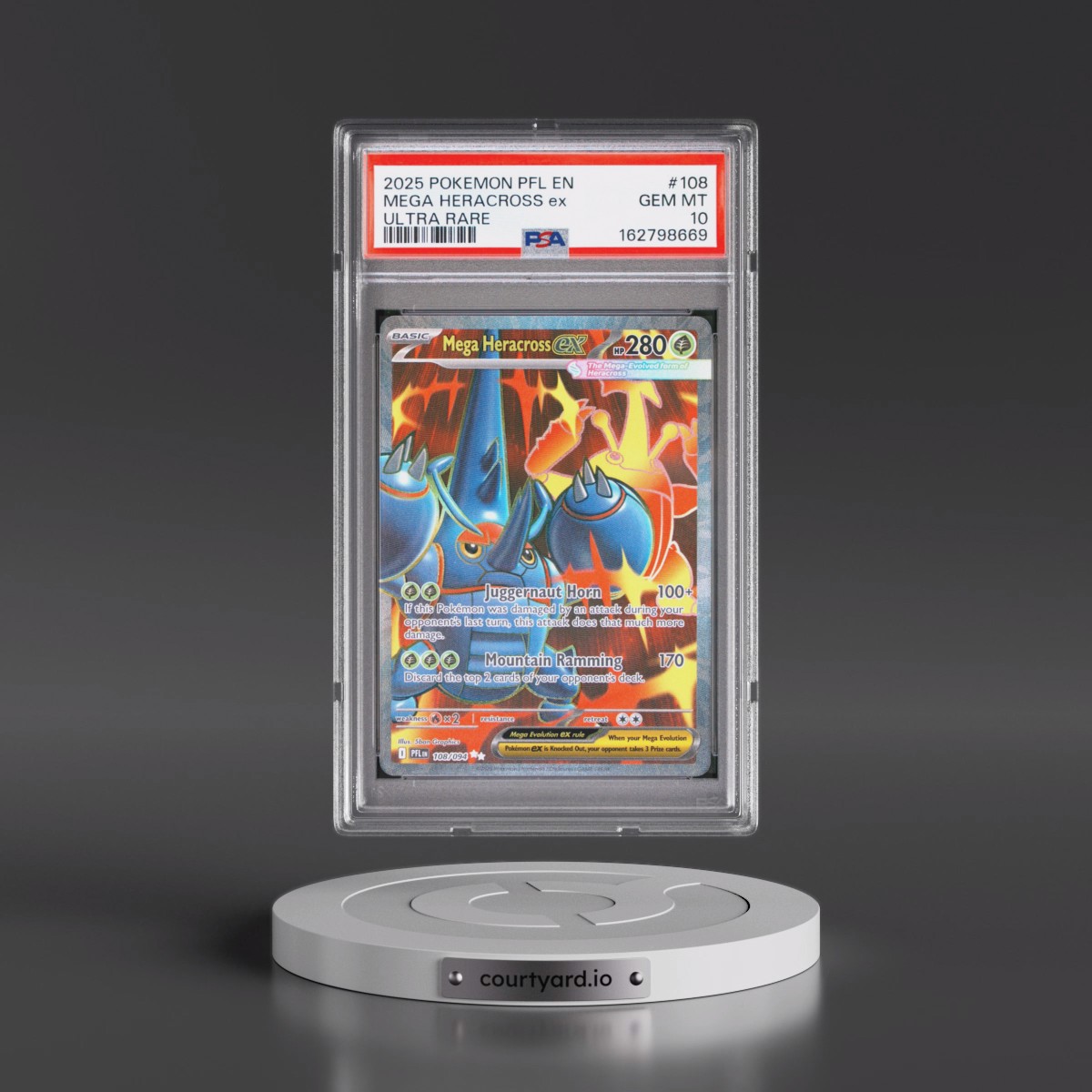 2025 Pokémon Pfl EN-Phantasmal Flames #108 Mega Heracross EX - Holo Ultra Rare (PSA 10 GEM MINT)