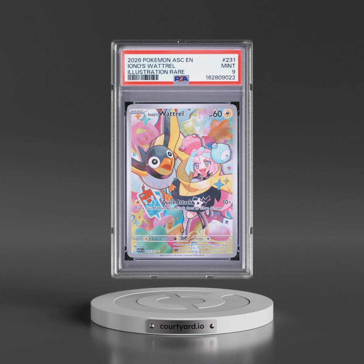 2026 Pokémon Asc EN-Ascended Heroes #231 Iono's Wattrel - Illustration Rare (PSA 9 MINT)