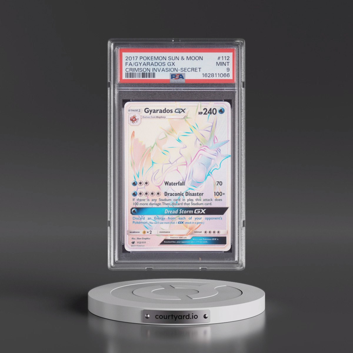 2017 Pokémon Sun & Moon Crimson Invasion #112 Gyarados GX - Holo Full Art Secret (PSA 9 MINT)