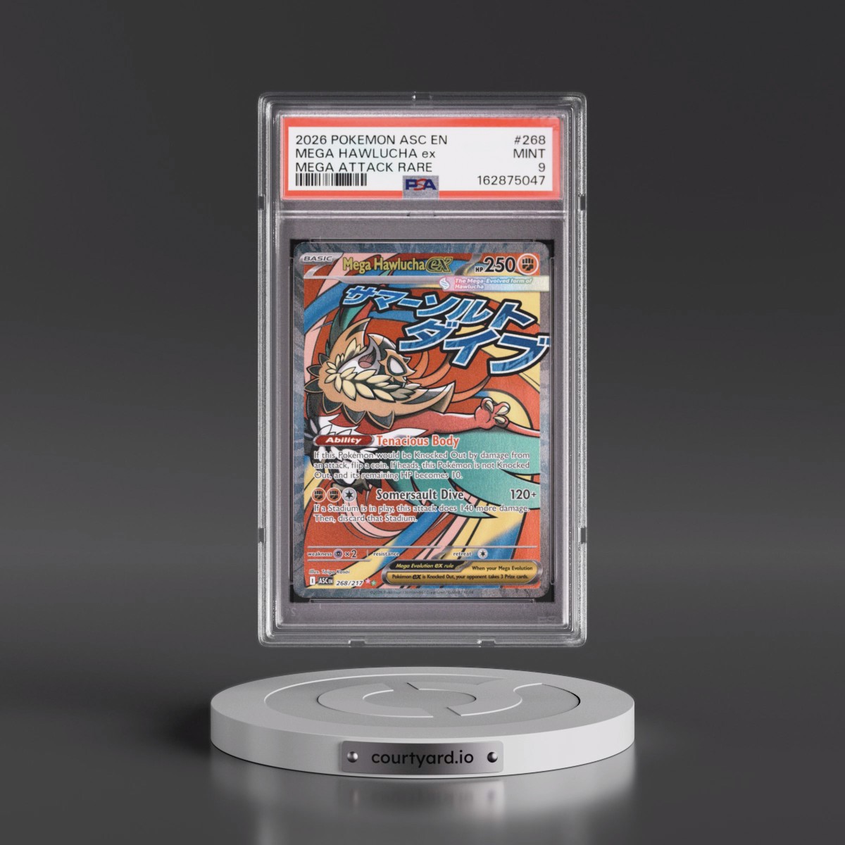 2026 Pokémon Asc EN-Ascended Heroes #268 Mega Hawlucha EX - Holo Mega Attack Rare (PSA 9 MINT)