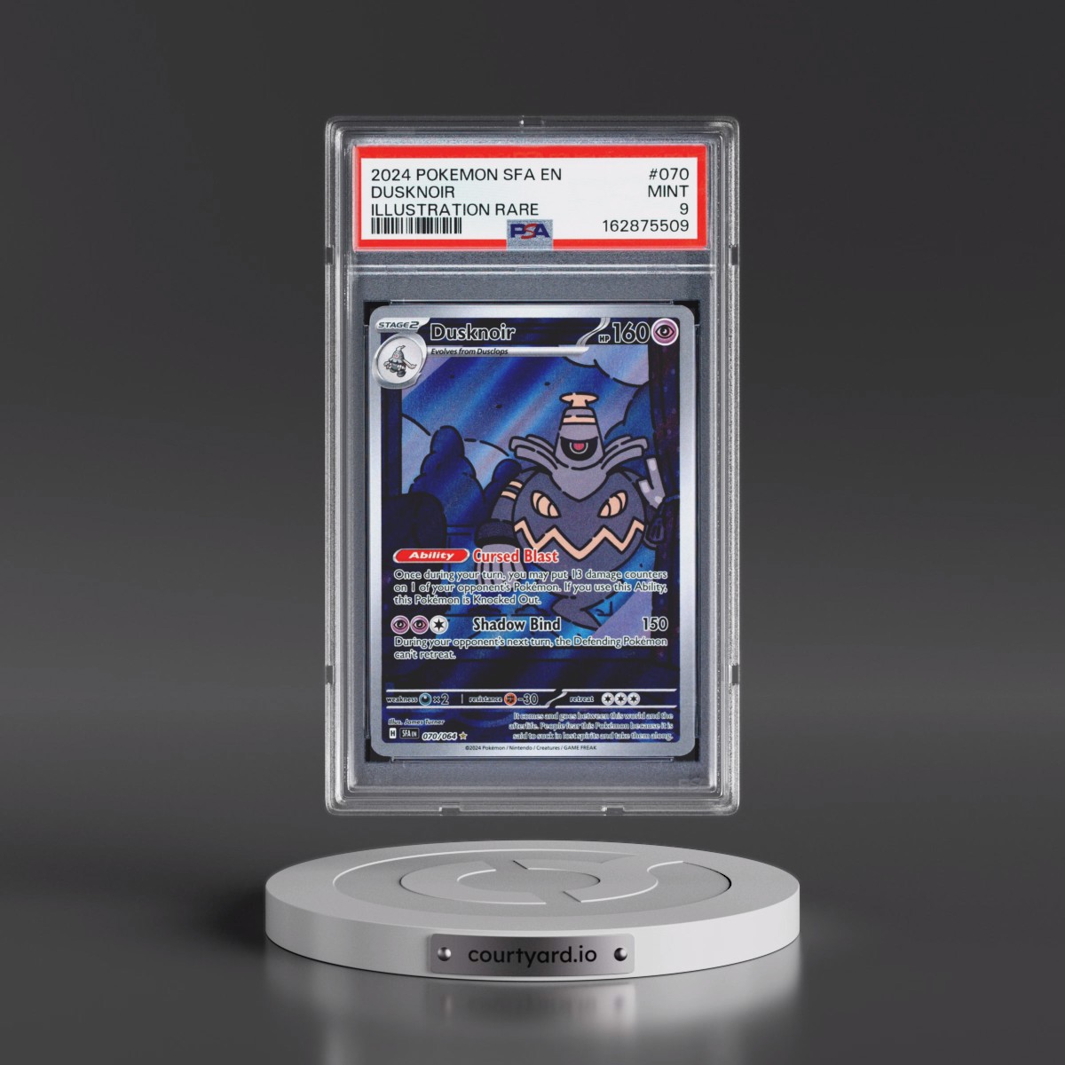 2024 Pokémon Sfa EN-Shrouded Fable #070 Dusknoir - Illustration Rare (PSA 9 MINT)