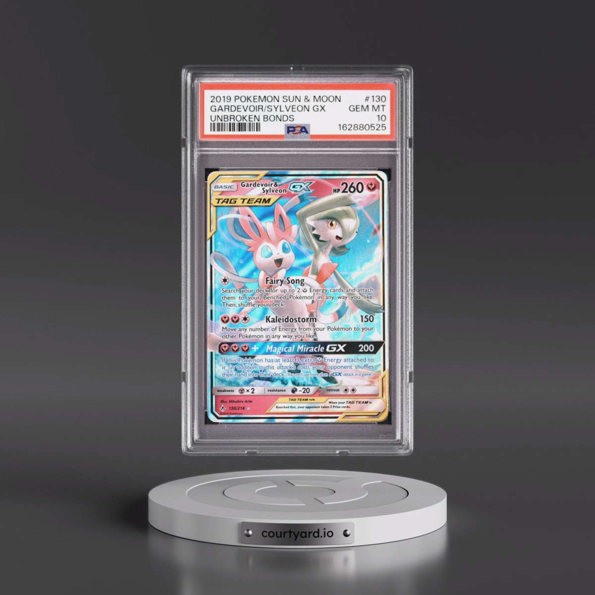 2019 Pokémon Sun & Moon Unbroken Bonds #130 Gardevoir & Sylveon GX - Holo (PSA 10 GEM MINT)