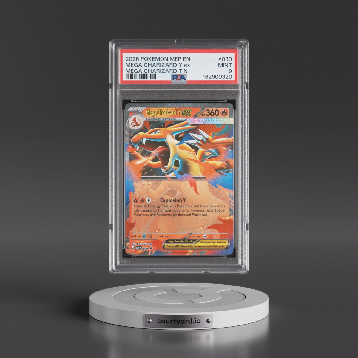 2026 Pokémon Mep EN-Me Black Star Promo #030 Mega Charizard Y EX - Holo Mega Charizard Tin (PSA 9 MINT)
