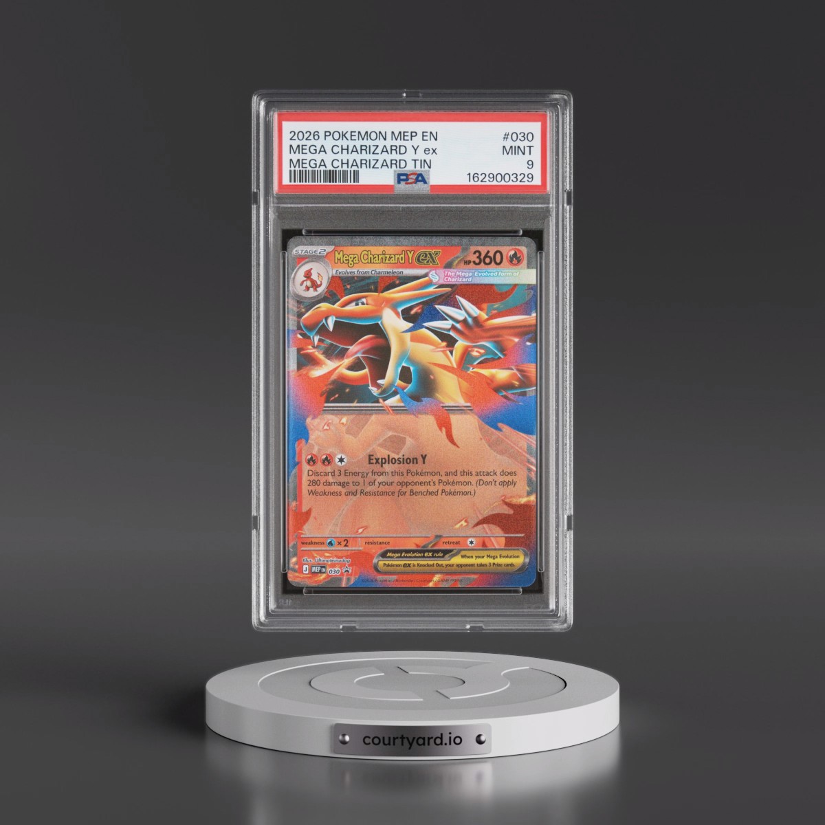 2026 Pokémon Mep EN-Me Black Star Promo #030 Mega Charizard Y EX - Holo Mega Charizard Tin (PSA 9 MINT)