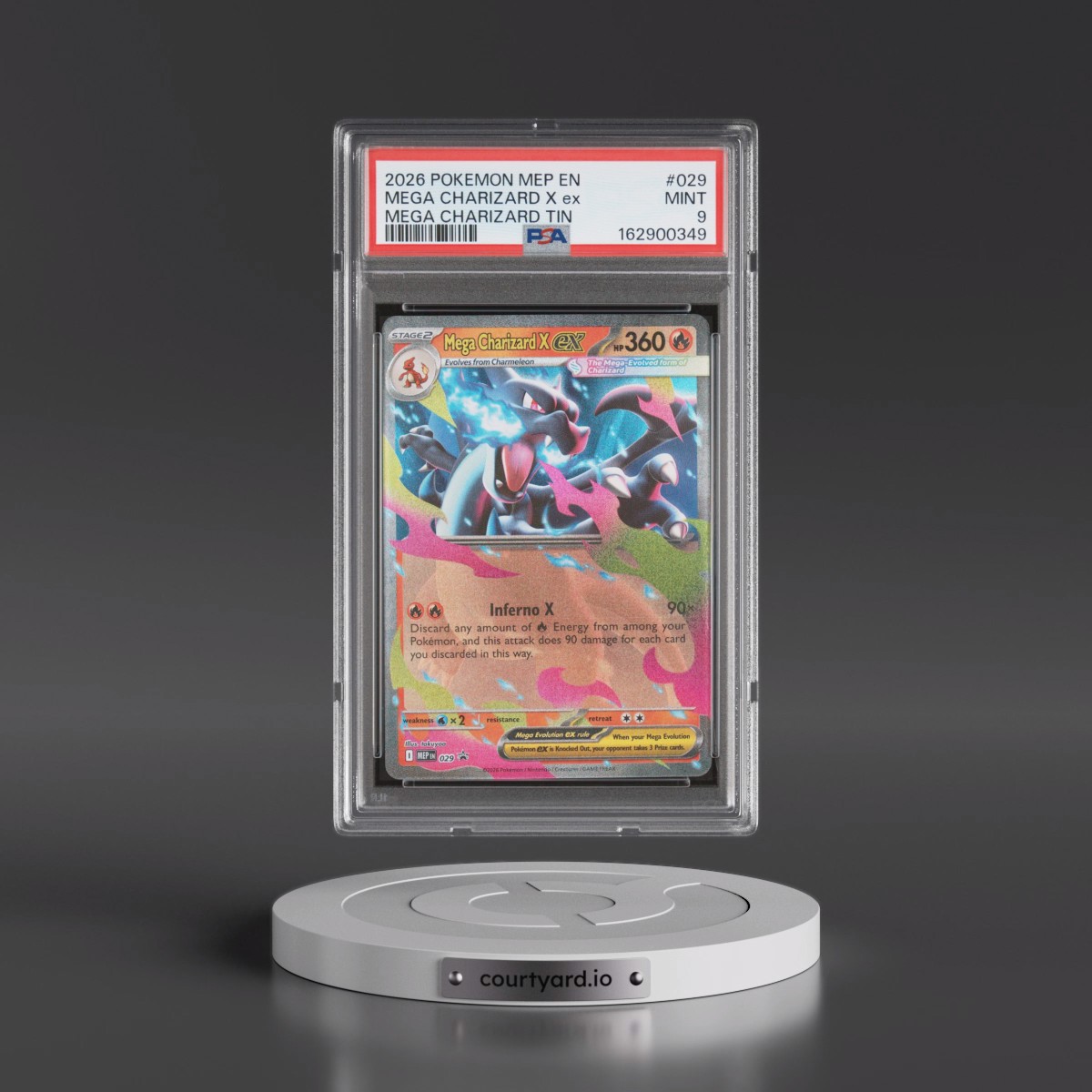 2026 Pokémon Mep EN-Me Black Star Promo #029 Mega Charizard X EX - Holo Mega Charizard Tin (PSA 9 MINT)