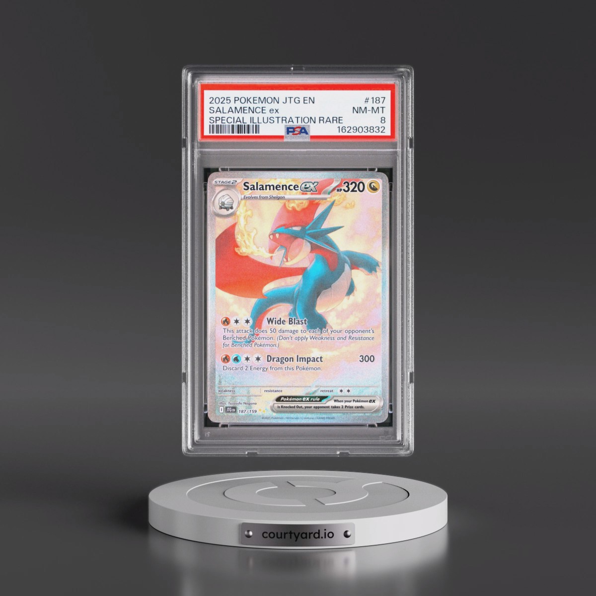 2025 Pokémon Jtg EN-Journey Together #187 Salamence EX - Holo Special Illustration Rare (PSA 8 NM-MT)