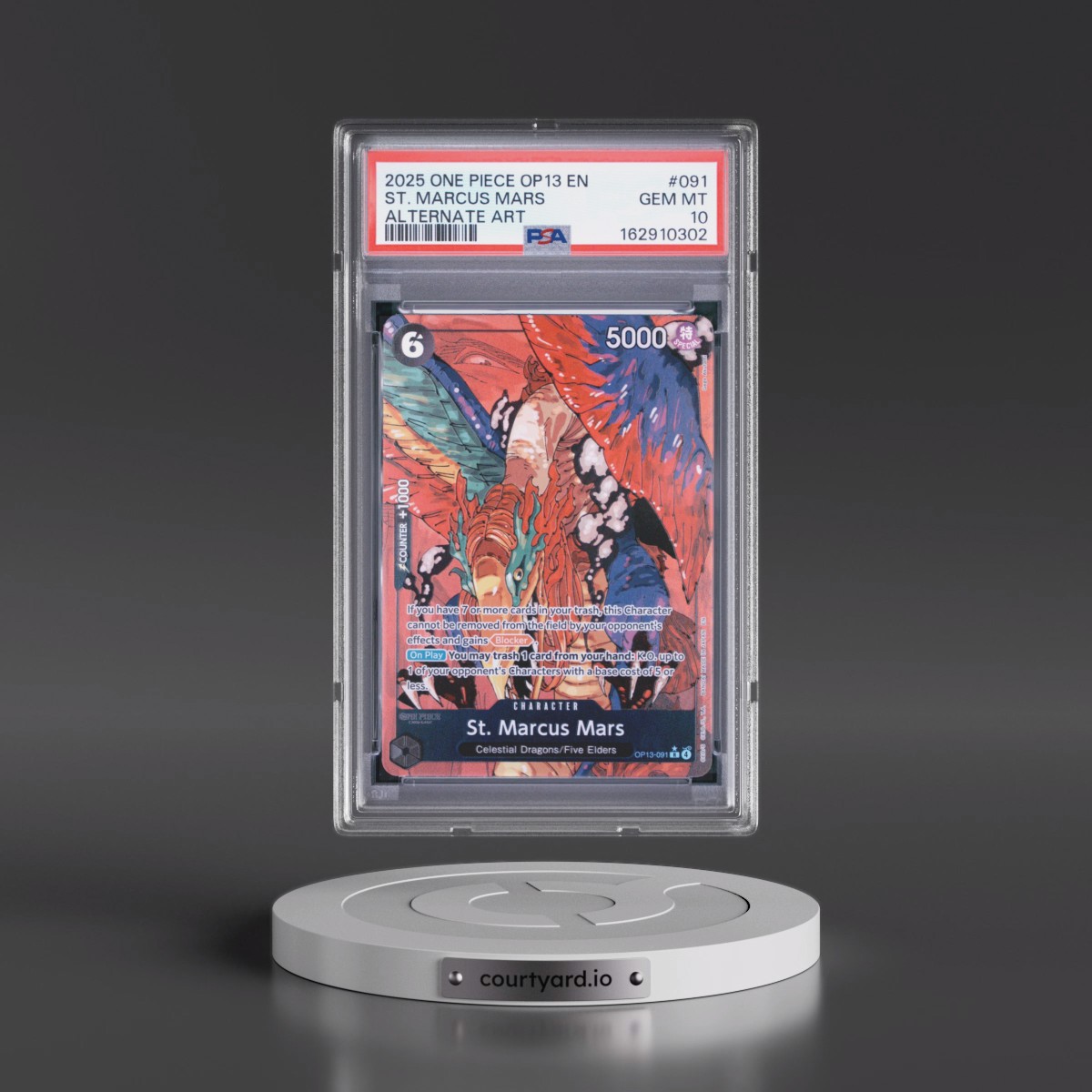2025 One Piece OP13-Carrying on His Will #091 St. Marcus Mars - Alternate Art (PSA 10 GEM MINT)