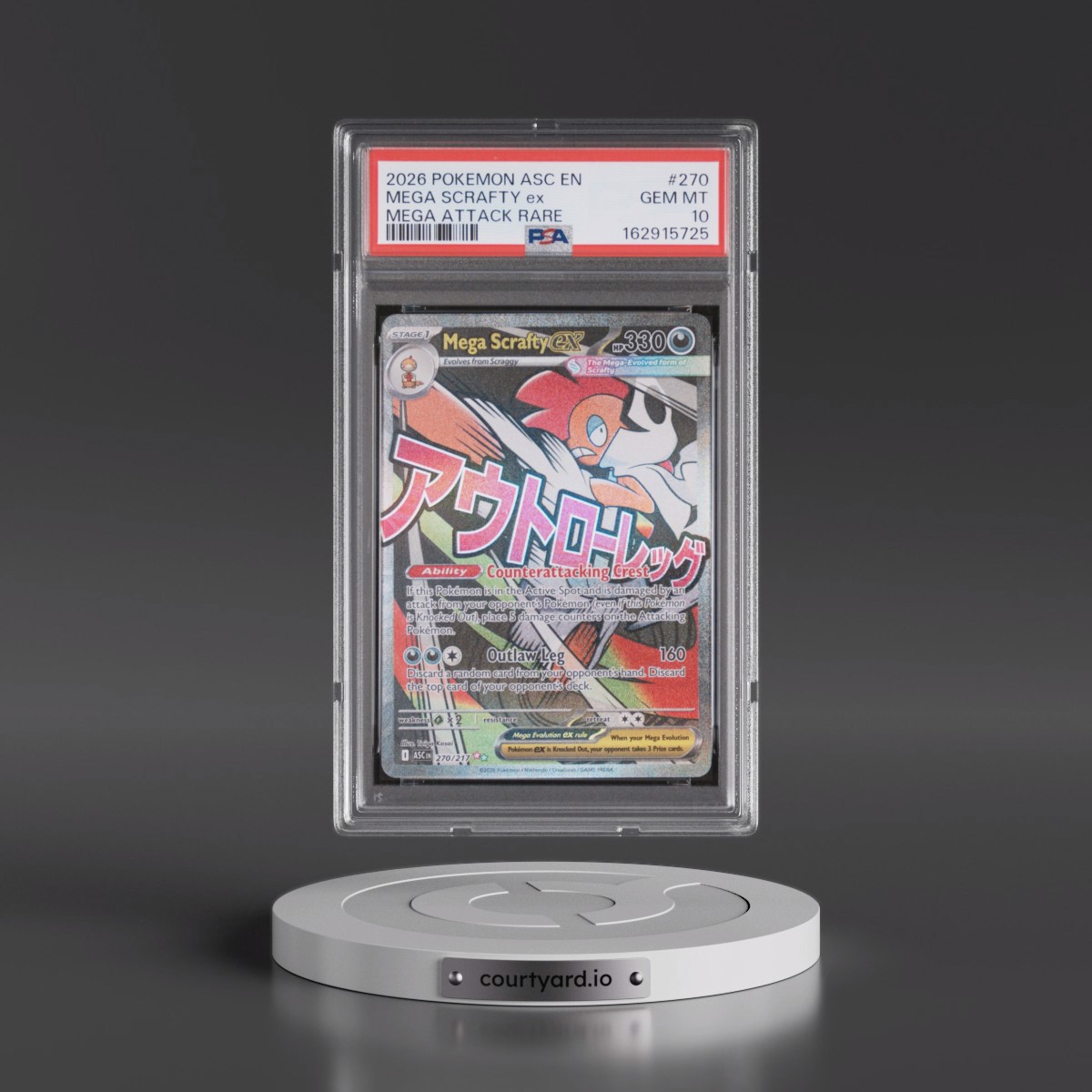 2026 Pokémon Asc EN-Ascended Heroes #270 Mega Scrafty EX - Holo Mega Attack Rare (PSA 10 GEM MINT)