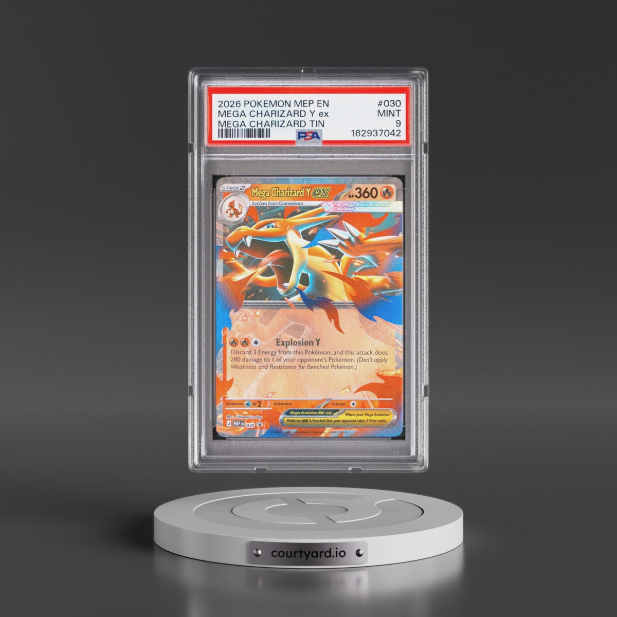 2026 Pokémon Mep EN-Me Black Star Promo #030 Mega Charizard Y EX - Holo Mega Charizard Tin (PSA 9 MINT)