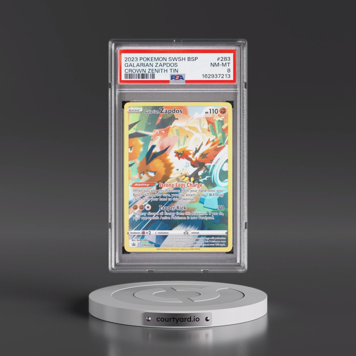 2023 Pokémon Swsh Black Star Promo #283 Galarian Zapdos - Crown Zenith Tin (PSA 8 NM-MT)