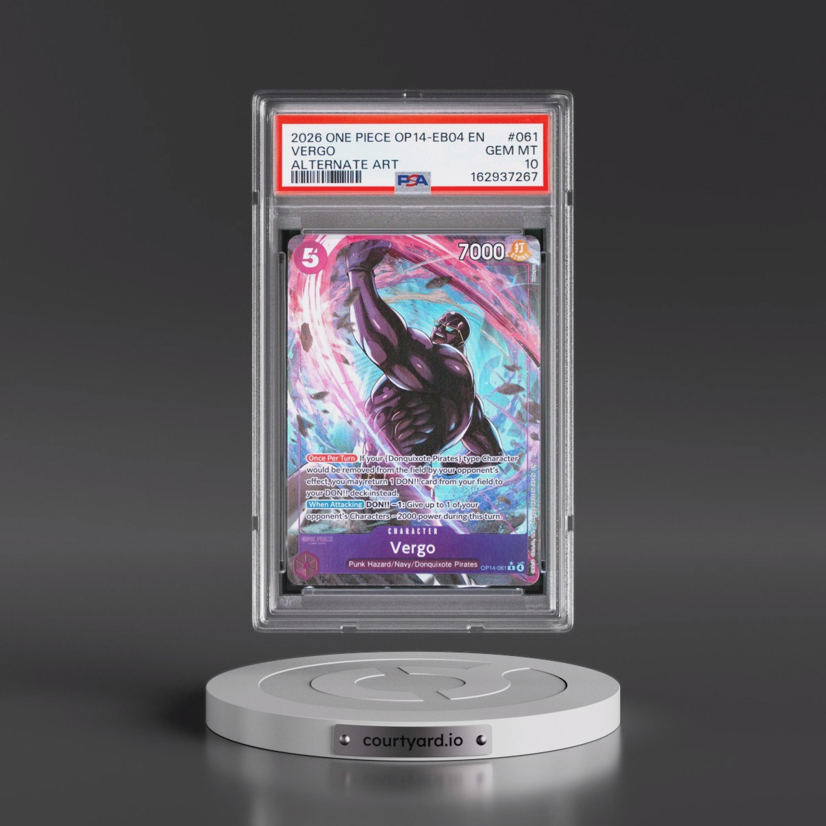 2026 One Piece OP14-EB04-the Azure Sea's Seven #061 Vergo - Alternate Art (PSA 10 GEM MINT)