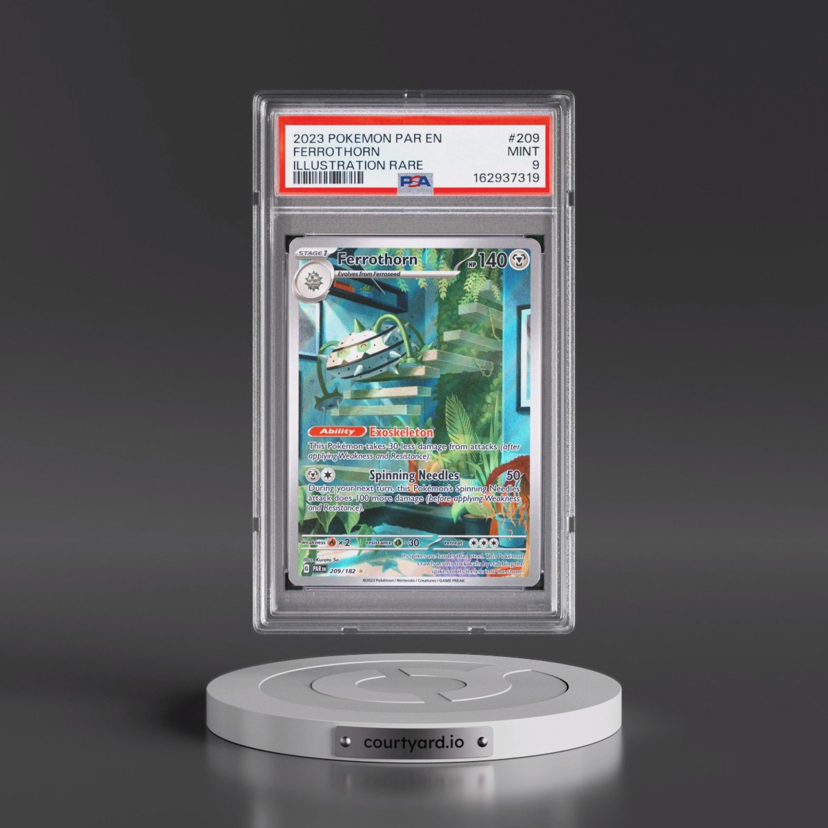 2023 Pokémon Par EN-Paradox Rift #209 Ferrothorn - Illustration Rare (PSA 9 MINT)